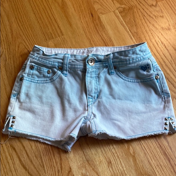 Justice Light Blue Jean Shorts with Heart Accent - Picture 1 of 3